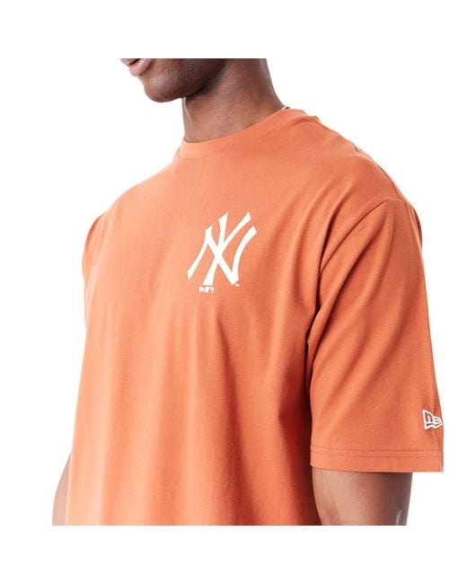 KTZ Orange New York Yankees Mlb World Series Oversized T-shirt for men