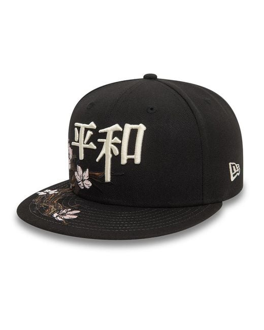 KTZ Black New Era Cherry Blossom Peace 59fifty Fitted Cap for men