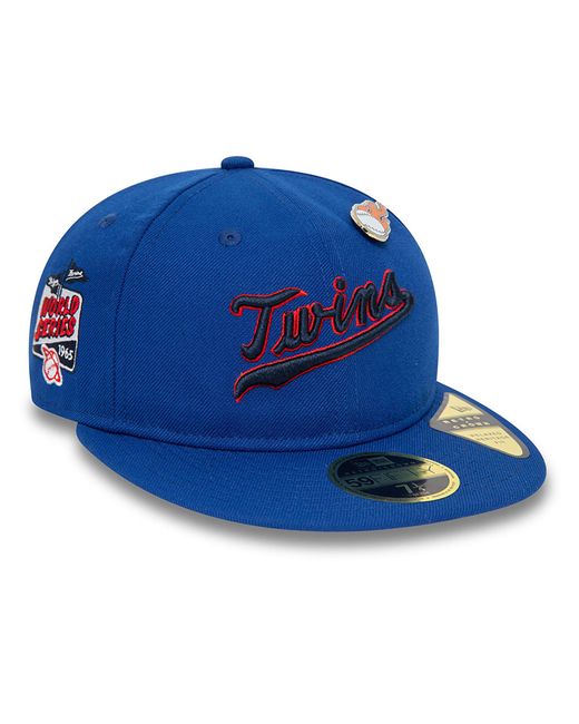 KTZ Blue Minnesota Twins Mlb Cooperstown Pin Badge 59fifty Retro Crown Fitted Cap for men