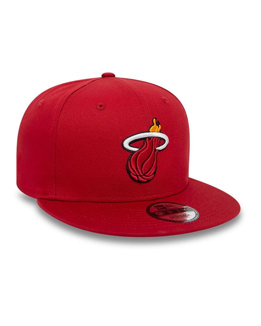 KTZ Red Miami Heat Nba Rear Logo Dark 9fifty Snapback Cap for men