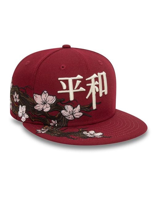 KTZ Red New Era Cherry Blossom Peace Dark 59fifty Fitted Cap for men