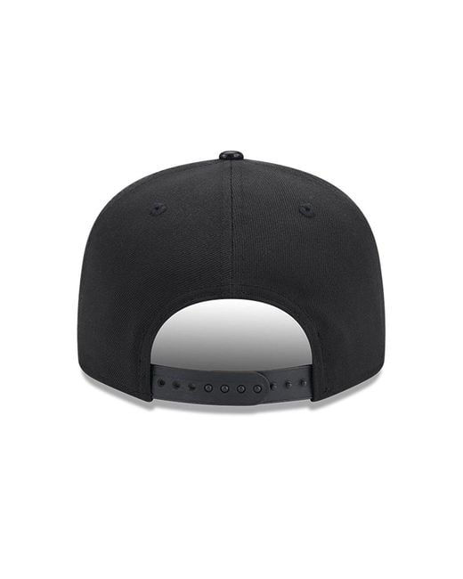 KTZ Black Brooklyn Nets Faux Leather Visor 9fifty Snapback Cap for men