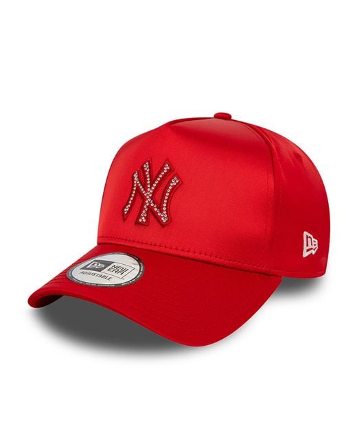 KTZ Red New York Yankees Mlb Satin Rhinestone 9forty E-frame Adjustable Cap for men
