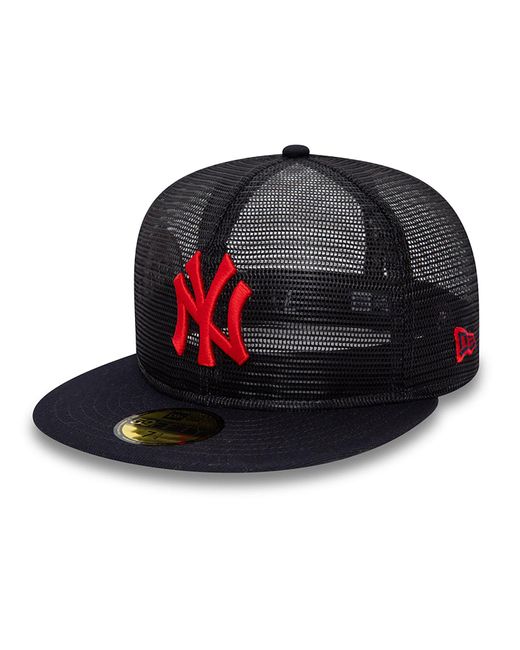 KTZ Black New York Yankees Mlb Mesh Patch Navy 59fifty Fitted Cap for men