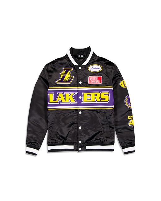 KTZ Black La Lakers Nba Rally Drive Bomber Jacket for men