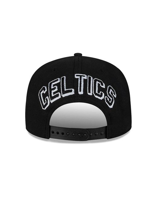 KTZ Black Boston Celtics Chain Stitch 9fifty Snapback Cap for men