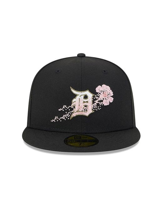 KTZ Black Detroit Tigers Dotted Floral 59fifty Fitted Cap for men