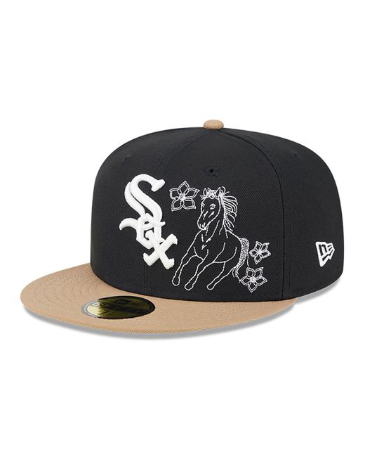 KTZ Black Chicago White Sox Western Khaki 59fifty Fitted Cap for men