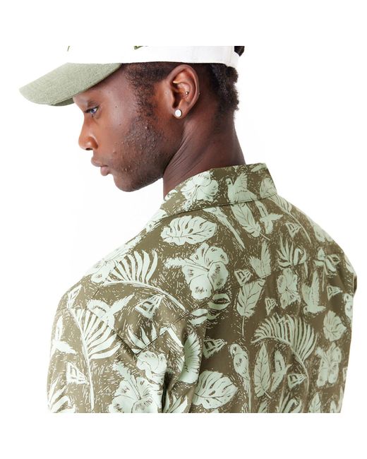 KTZ Green New Era All Over Print Woven Short Sleeve Shirt for men