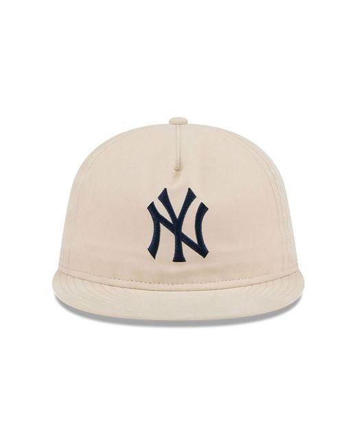 KTZ White New York Yankees Brushed Nylon Light Beige Retro Crown 9fifty Strapback Cap for men