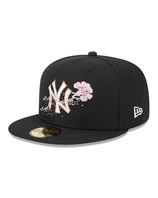 KTZ Black New York Yankees Dotted Floral 59fifty Fitted Cap for men