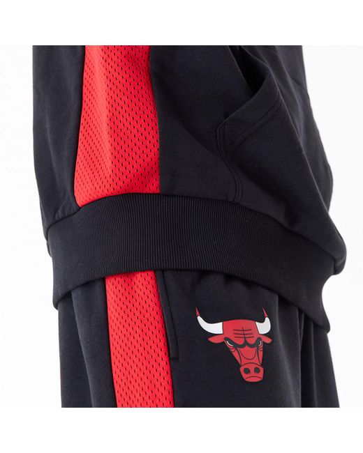 KTZ Blue Chicago Bulls Nba Mesh Panel Oversized Pullover Hoodie for men