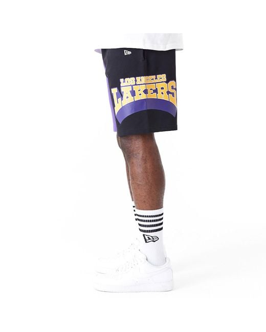 KTZ Blue La Lakers Nba Graphic Shorts for men