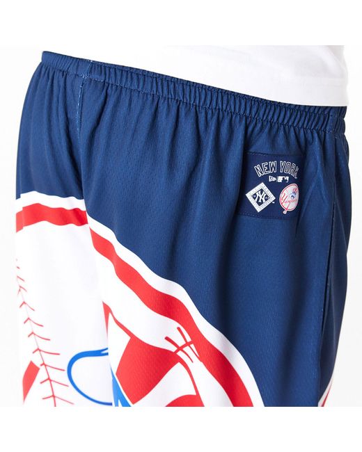 KTZ Red New York Yankees Mlb Large Logo Dark Shorts for men