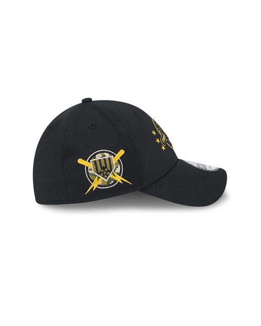 KTZ Black Charleston River Dogs Milb Armed Forces Day 2024 39thirty Stretch Fit Cap for men