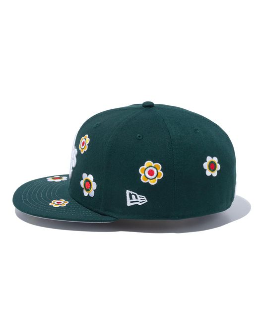KTZ Green Oakland Athletics Flower Embroidery New Era Japan Dark 59fifty Fitted Cap for men
