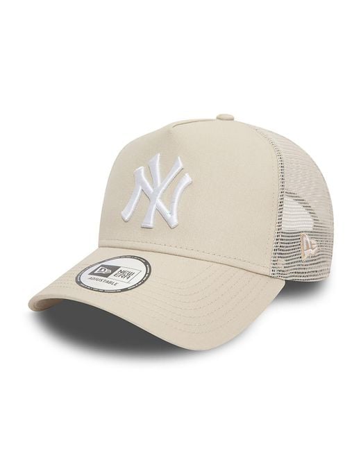 KTZ Natural New York Yankees League Essential Light Beige A-frame Trucker Cap for men
