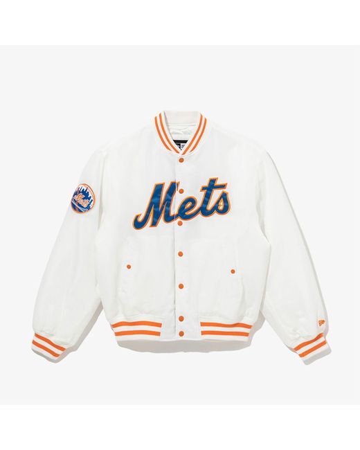 KTZ White New York Mets New Era Korea Chrome Cooperstown Jacket for men