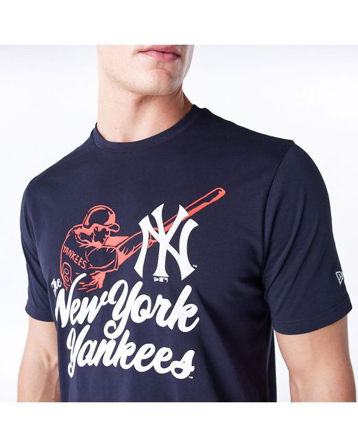 KTZ Blue New York Yankees Mlb Baseball Graphic Navy T-shirt for men