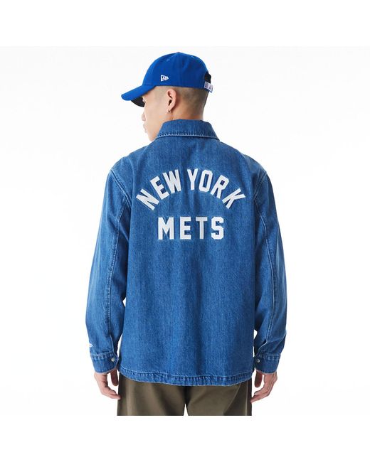 KTZ Blue New York Mets New Era Korea Mlb Coach Denim Jacket for men
