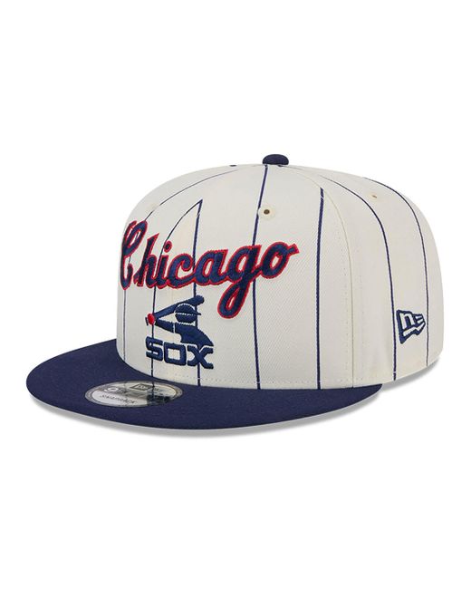 KTZ Blue Chicago Sox Jersey Pinstripe Chrome 9fifty Snapback Cap for men