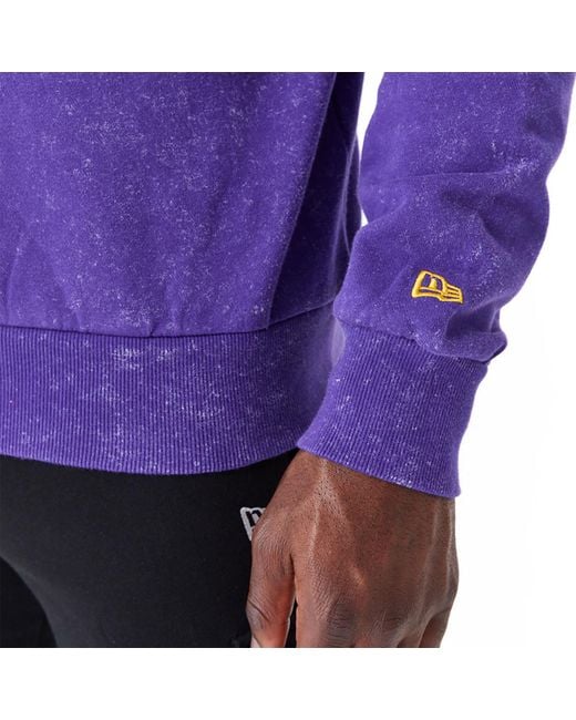 KTZ Purple La Lakers Nba Washed Crew Neck Sweatshirt for men
