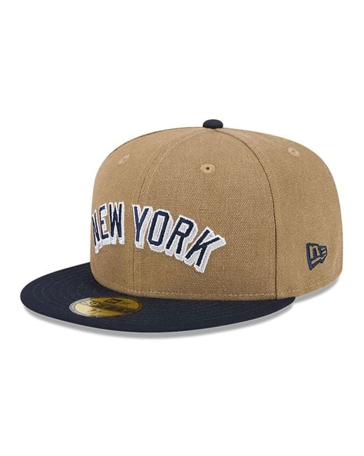 KTZ Brown New York Yankees Canvas Crown Beige 59fifty Fitted Cap for men