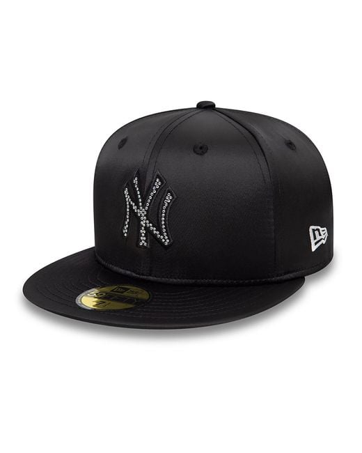 KTZ Black New York Yankees Mlb Rhinestone Satin 59fifty Fitted Cap for men