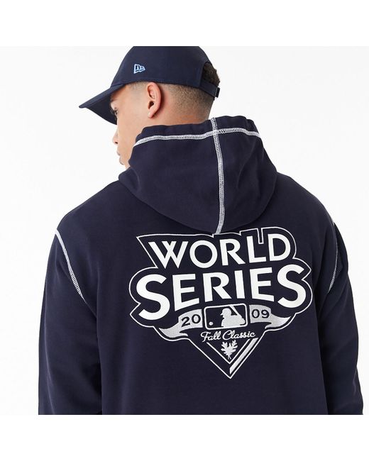 KTZ Blue New York Yankees Mlb World Series Navy Oversized Pullover Hoodie for men