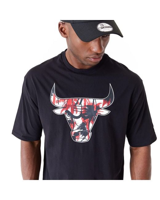 KTZ Blue Chicago Bulls Nba Large Infill Oversized T-shirt for men