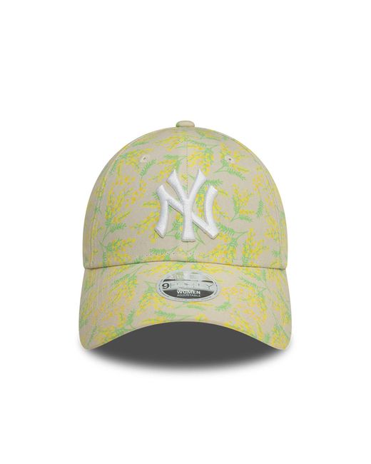KTZ Green New York Yankees Womens Mimosa All Over Print Light Beige 9forty Adjustable Cap for men