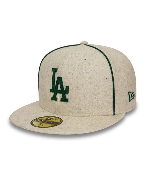 KTZ Green La Dodgers Team Piping Wool Stone 59fifty Fitted Cap for men