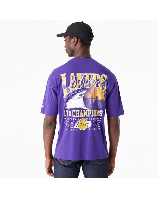 KTZ Purple La Lakers Nba Championship Oversized T-shirt for men