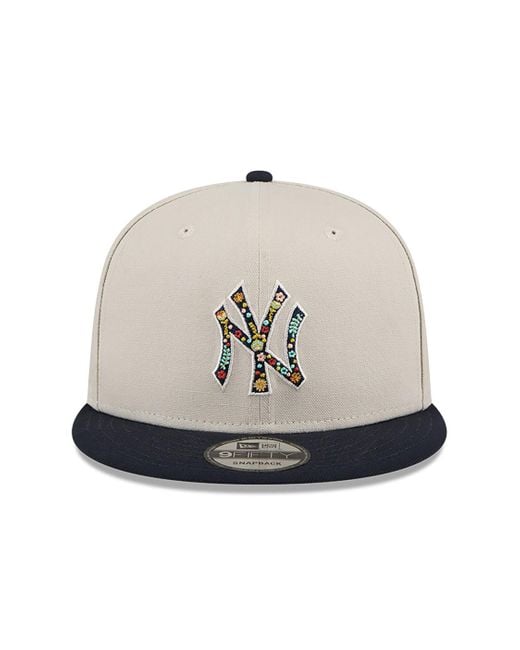 KTZ Natural New York Yankees Floral Fill Light Beige 9fifty Snapback Cap for men