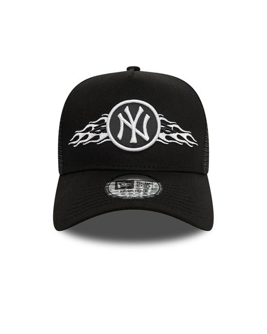 KTZ Black New York Yankees Mlb Flame 9forty A-frame Trucker Cap for men