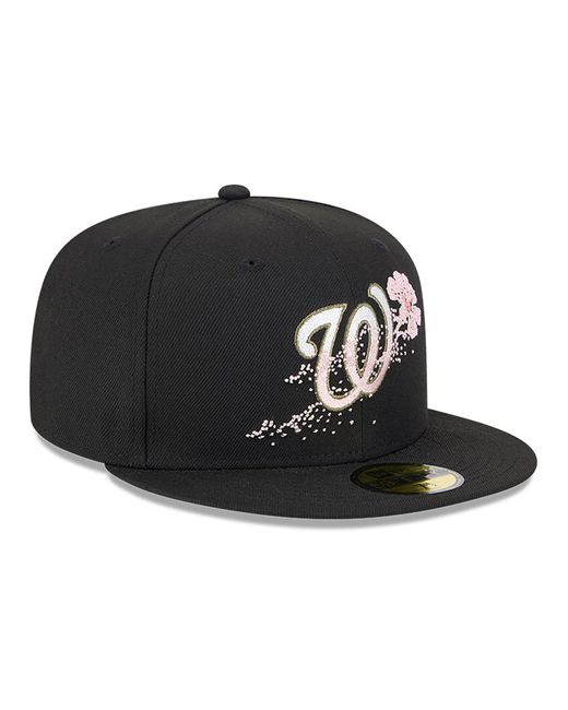 KTZ Black Washington Nationals Dotted Floral 59fifty Fitted Cap for men