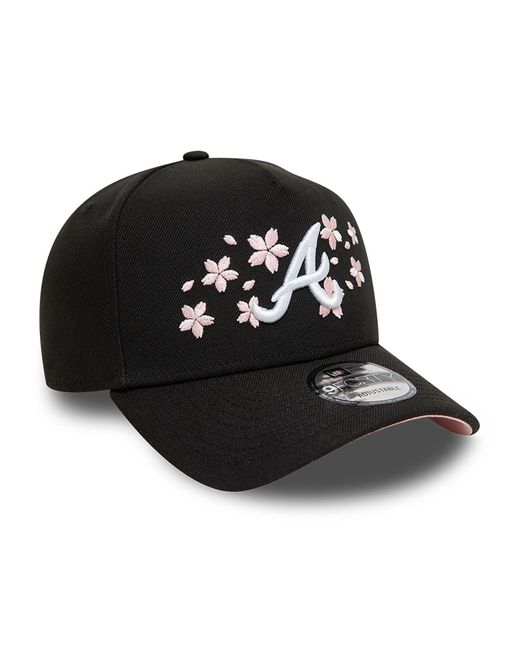 KTZ Black Atlanta Braves Cherry Blossom 9forty A-frame Adjustable Cap for men