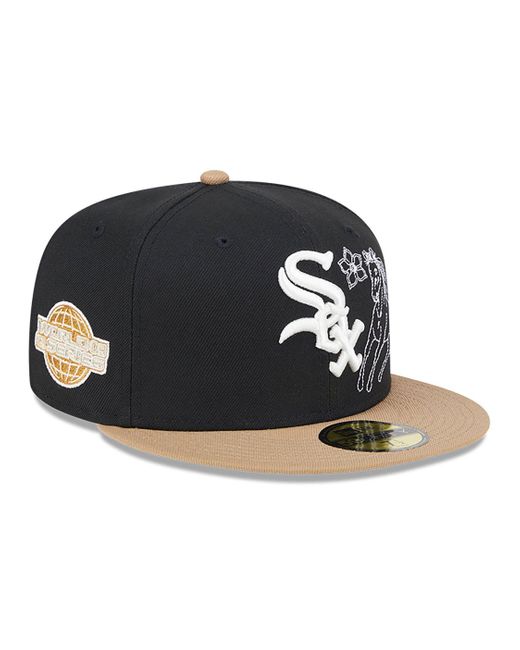 KTZ Black Chicago White Sox Western Khaki 59fifty Fitted Cap for men