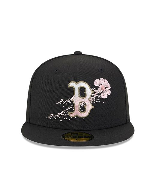 KTZ Black Boston Red Sox Dotted Floral 59fifty Fitted Cap for men