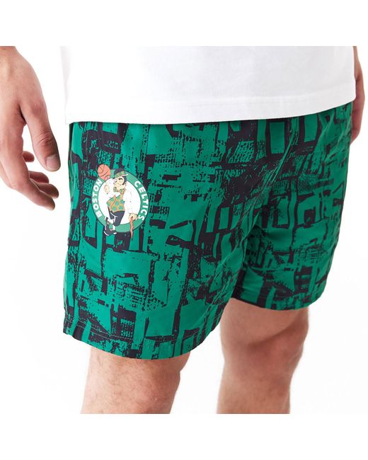 KTZ Green Boston Celtics Nba All Over Print Shorts for men