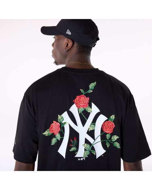 KTZ Blue New York Yankees Mlb Floral Graphic Oversized T-shirt for men