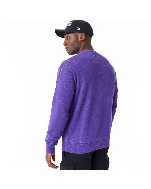 KTZ Purple La Lakers Nba Washed Crew Neck Sweatshirt for men