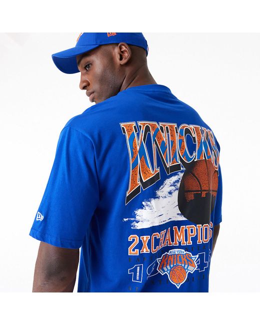 KTZ Blue New York Knicks Nba Championship Oversized T-shirt for men