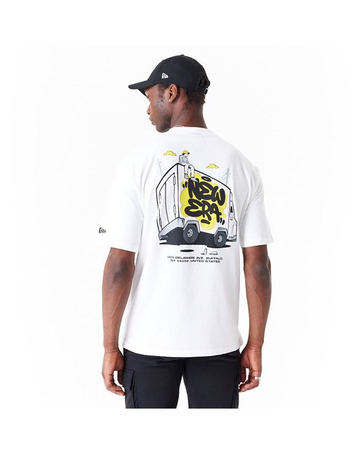 KTZ White New Era Spray Graphic Oversized T-shirt for men