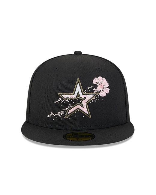 KTZ Black Houston Astros Dotted Floral 59fifty Fitted Cap for men