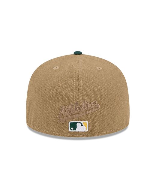 KTZ Green Oakland Athletics Canvas Crown Beige 59fifty Fitted Cap for men