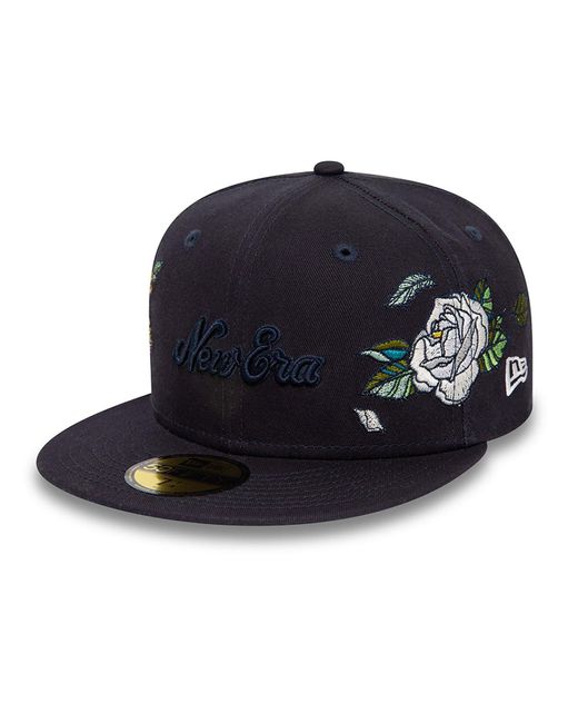 KTZ Black New Era Flower Icon Navy 59fifty Fitted Cap for men