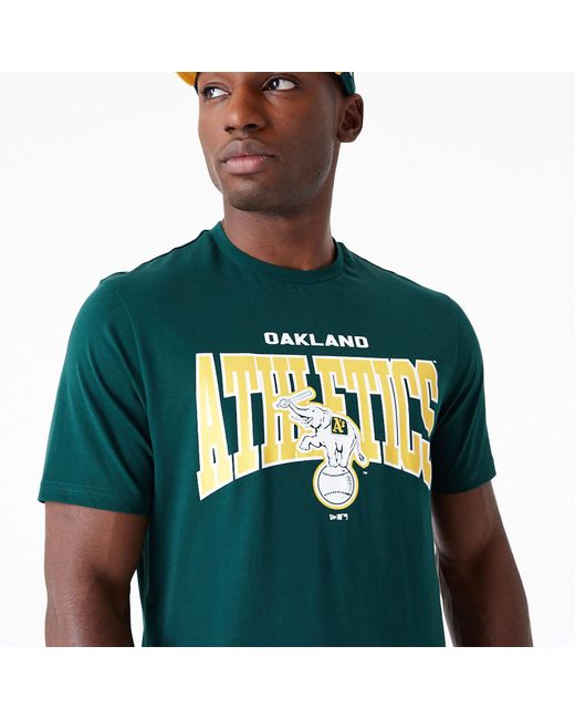 KTZ Green Oakland Athletics Mlb Arch Wordmark Graphic Dark T-shirt for men