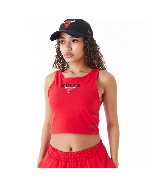 KTZ Red Chicago Bulls Womens Nba Team Logo Crop Tank Top for men