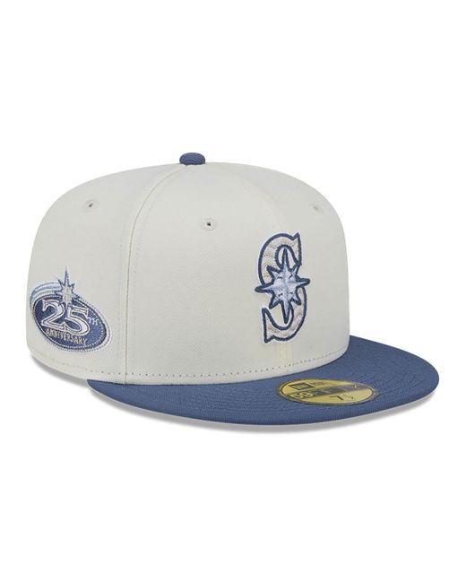 KTZ Blue Seattle Mariners Wavy Chainstitch 59fifty Fitted Cap for men